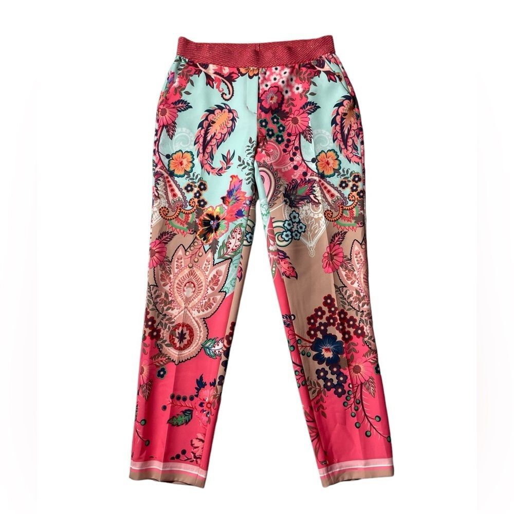 Robell modell Denise Vibrant colorful Paisley Print Pull on trousers women’s 10